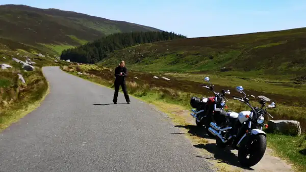 Two bikes and one rider near Sally Gap