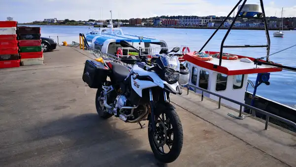 Motorbike at the fishing harbour of Wexford