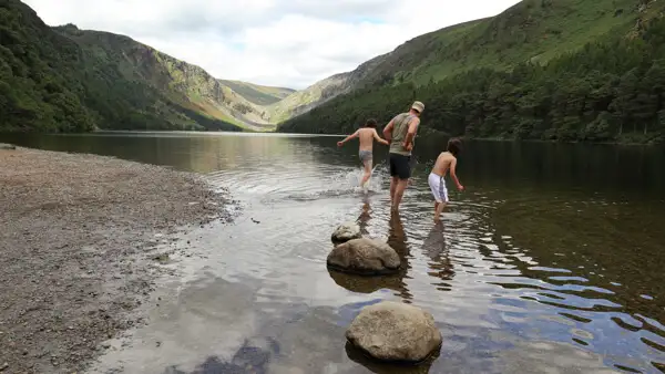 Bathing guests at Glendalough Upper Lake