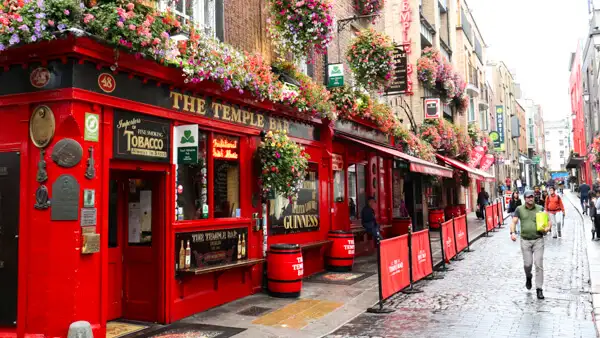 The Temple Bar in the quarter of Temple Bar in Dublin
