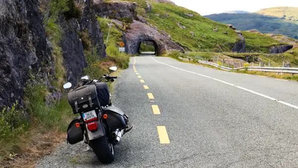 Motorcycle at tunnel on N71 to Kenmare