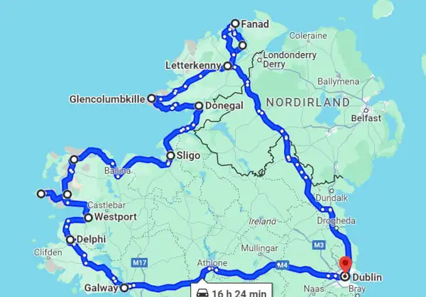 Ireland north round trip overview
