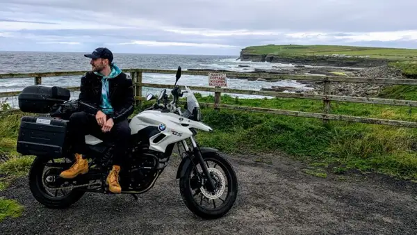 Motorbiker at the coast