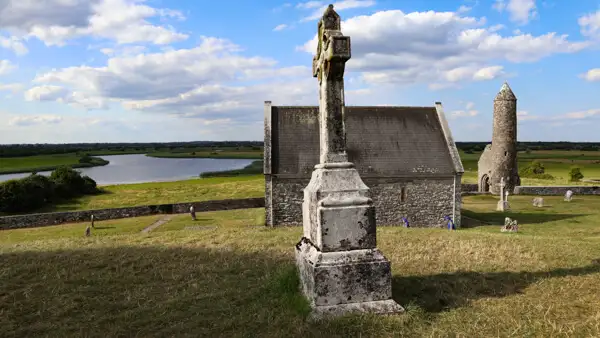 Clonmacnoise monastic site overlooking River Shannon