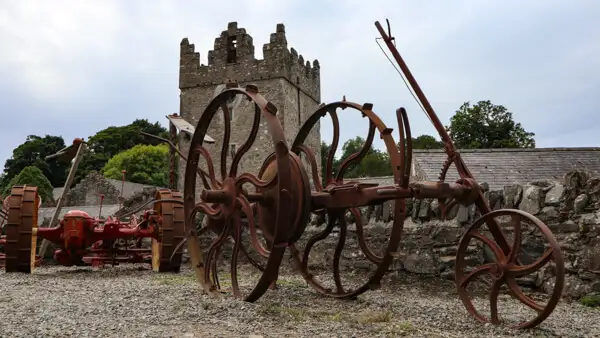 Old agricultural machinery at Winterfell (Castle Ward)