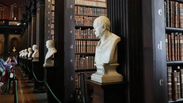 Busts of poets and thinkers at Trinity College Long Room