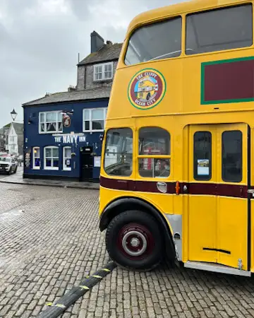 Vintage bus at Plymouth harbour