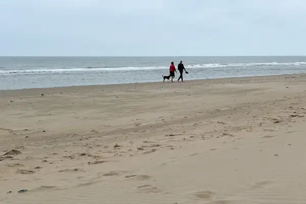 People on the beach in wintertime