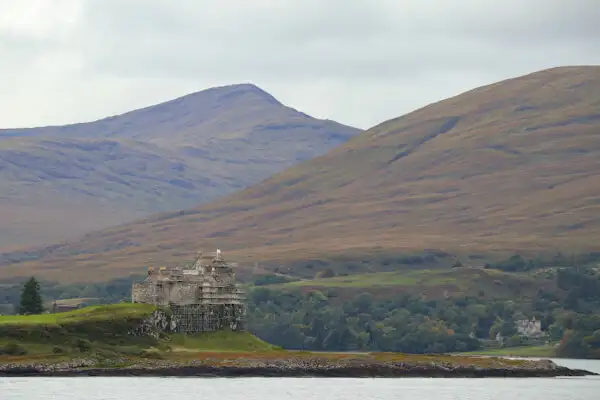 Duart Castle and Mull mountains