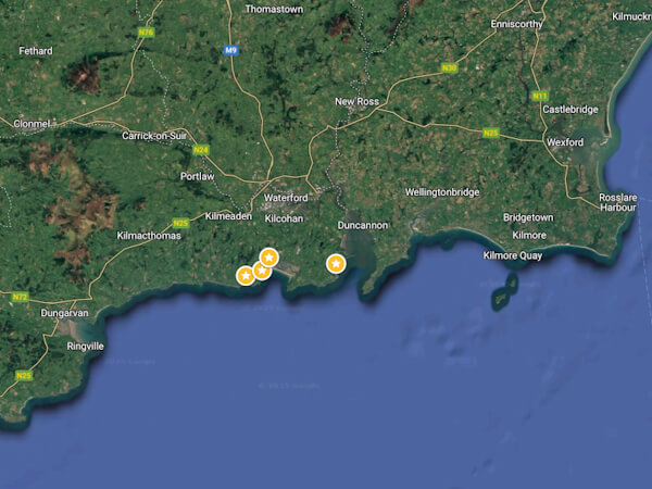 Map of Waterford coastal places