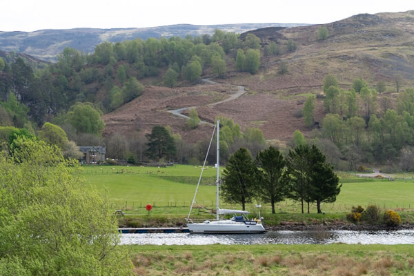 Sailing yacht on the Caledonian Canal
