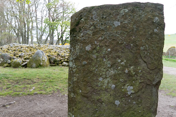 Standing stone and Cairn Tomb at Clava Cairns