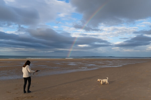 Rainbow at Findhorn Beach