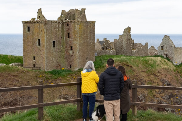 Visitors enjoying the view on Dunnottar Castle