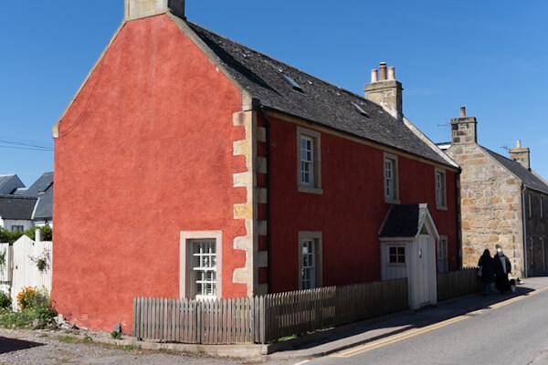 One of many colorful houses at Findhorn