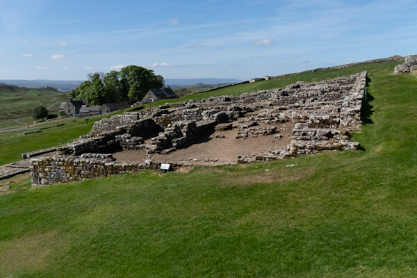 Roman Fort with and sheep farm behind
