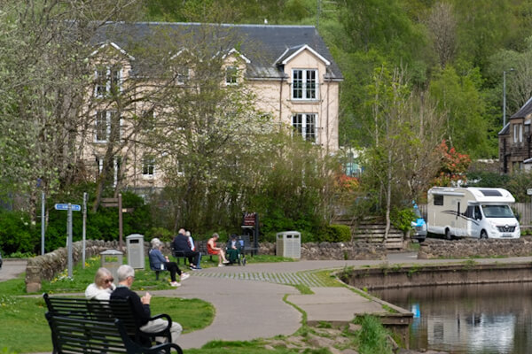Pausing at the river at Callander