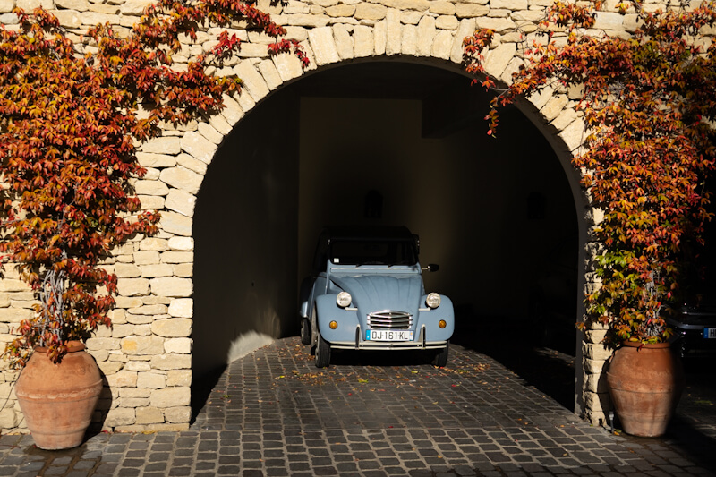 Pretty vintage car in pretty village