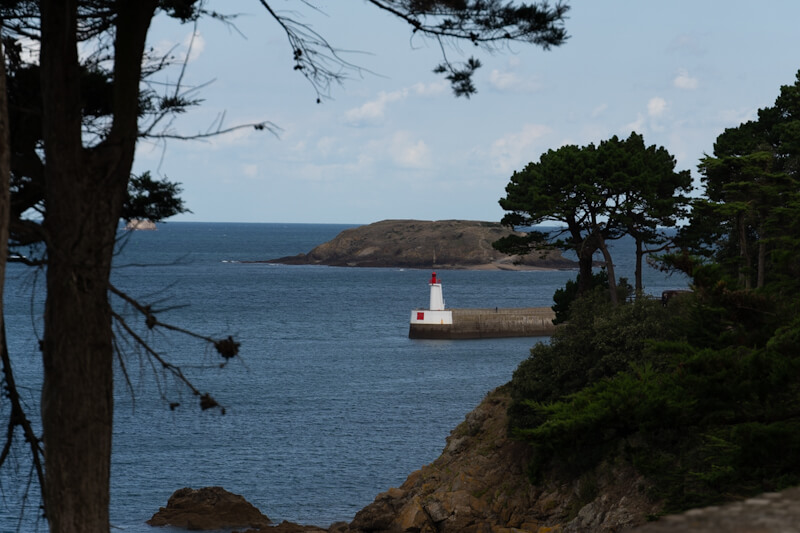 Harbour lighthouse and isles at Saint-Malo coast